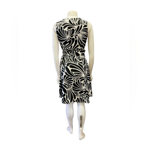 Esprit Black and White Patterned Midi Dress EUC Sleevless Size 6 - Picture 4 of 10